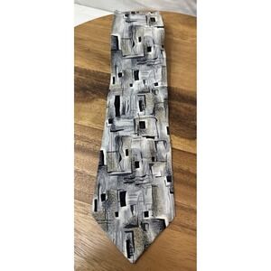 Cocktail Collection 100% Silk Tie champagne, gray, black abstract Stonehenge New